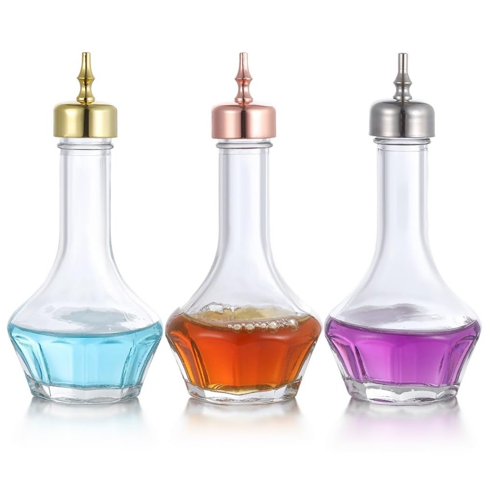Tool For Bartenders, Home, Professional Bar, 50 Ml Bitters Pourer, 3 Pcs Bitters Dropper Bottles, Lead-Free Glass Bitters Bottles, 1.7 Oz Bitters Bottle With Dasher Top, Cocktail Mixing