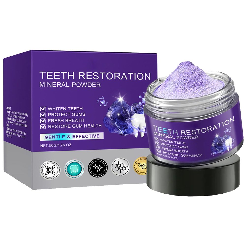 KOAHDE Purple Tooth Whitening Powder,50G,1PC,Teeth Restoration Mineral Powder,Teeth Whitening & Strengthening,No Sensitivity