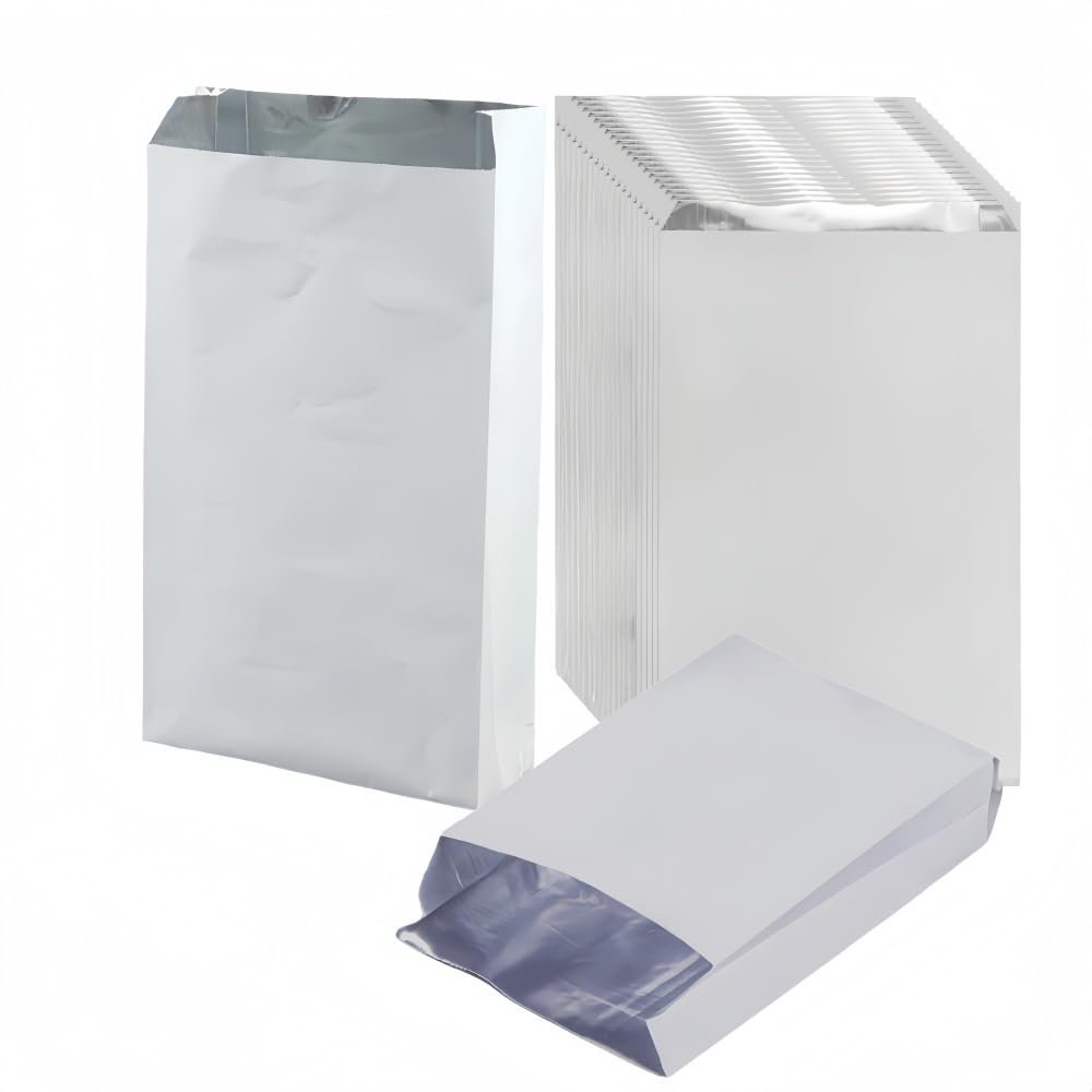 100 Pack Foil Hamburger Wrappers - 6.3x10 Inch Foil Hot Dog Bags,sandwich bags,Greaseproof Paper Thermal BBQ Bag for Burgers,Hot Dog,BBQ,Fast Food,Takeout (White, 6.3"x1.57"x10.23")