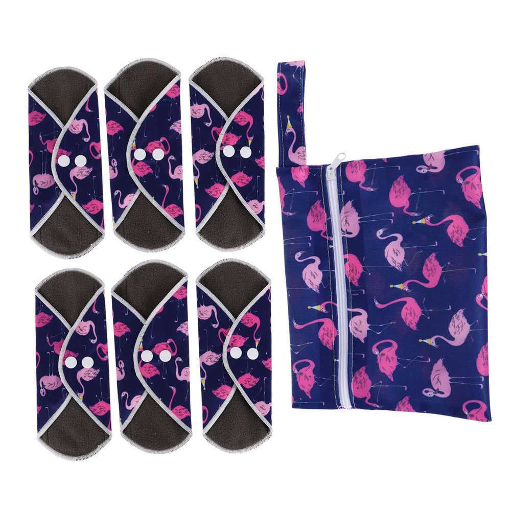 ARTSEWPLY Washable Bamboo Menstrual Pads Set 7pcs Bag, Reusable Sanitary Napkins for Women, Breathable Cloth Period Pads Suitable for Postpartum and Menstrual Use