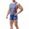 Celanisai Tank Top Men's Mesh Transparent Vest Mesh Sexy Transparent Tank Tops Sleeveless Bodyshape Muscle Shirts Round Neck Top Breathable Comfortable Fishnet Knitted Vest, O Blue, L view 3