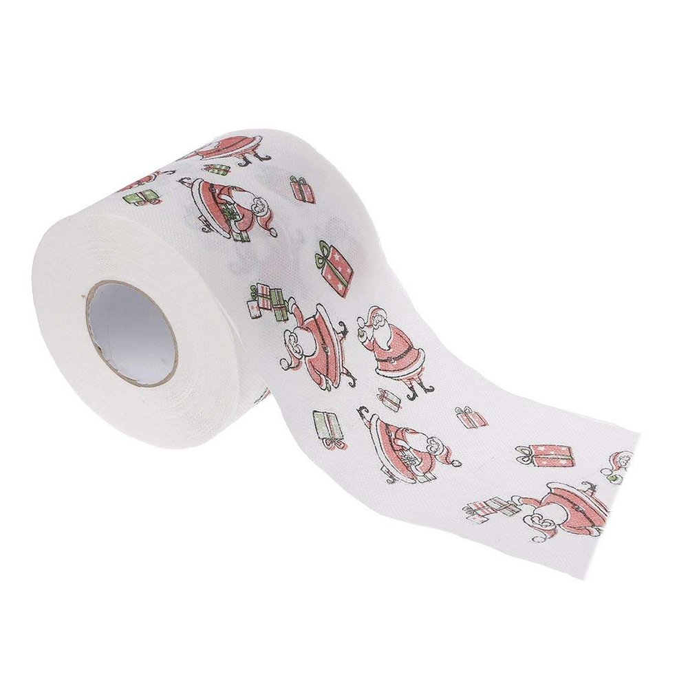 2 Layers Christmas Cute Roll Paper- Cute Santa Claus Pattern Toilet Tissue for Living Room Christmas Decor Durable and Useful Practical and Attractive