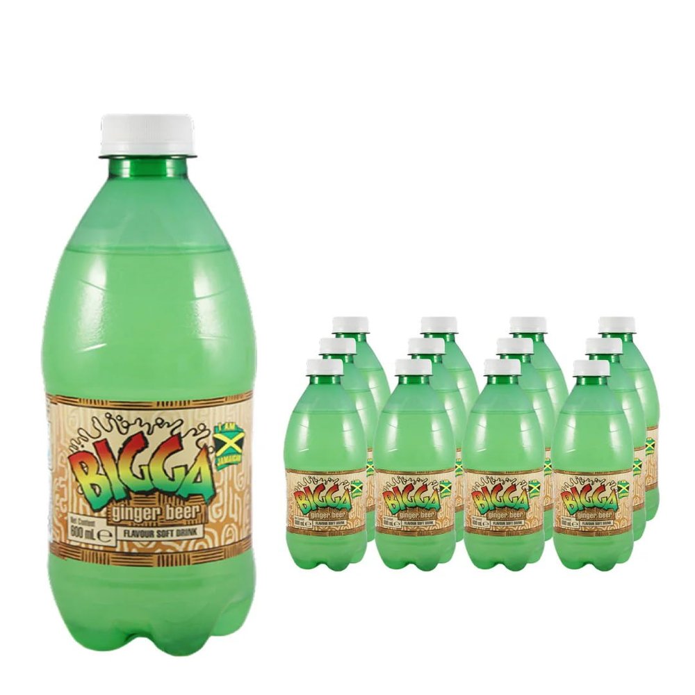 Africa Select Bigga Ginger Beer 600ml Bottles (Pack of 12) | Authentic Jamaican Soda & Carbonated Soft Drink Multipack | Spicy Fizzy Beverage