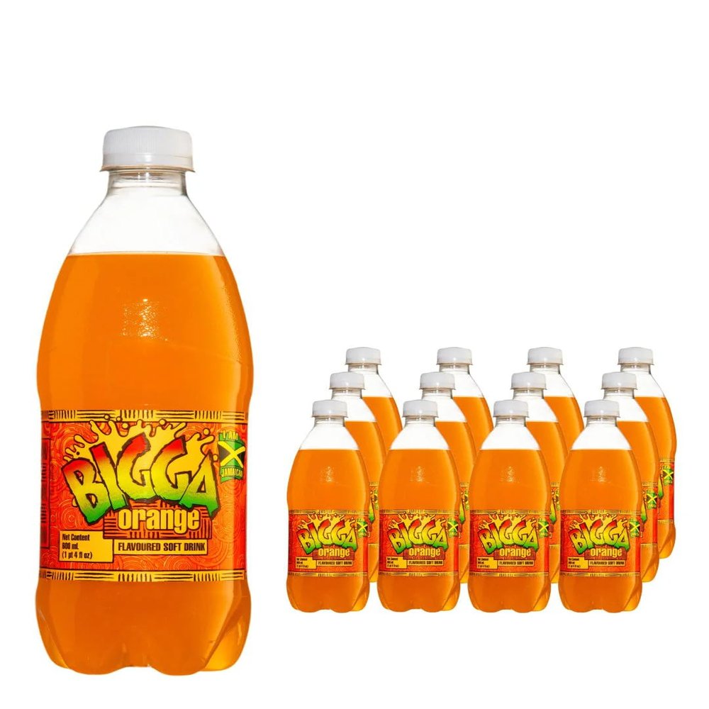 Africa Select Bigga Orange Flavoured Soft Drink 600ml Bottles (Pack of 12) | Fizzy Orange Soda | Bulk Family Pack