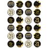 21st Birthday BLACK & GOLD Party Pack - Edible Cupcake Toppers - Wafer or Icing - Adults Birthday Party Themed Celebration Cake Decorations for Cupcakes, Cookies, Brownies, Muffins & More! view 2