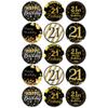 21st Birthday BLACK & GOLD Party Pack - Edible Cupcake Toppers - Wafer or Icing - Adults Birthday Party Themed Celebration Cake Decorations for Cupcakes, Cookies, Brownies, Muffins & More! view 3