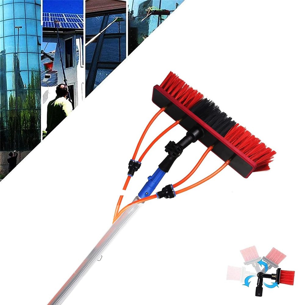 12m rod/35cm brush head large extendable window cleaning pole 10m window brush solar panel cleaner conservatory roof cleaner Washing equipment easy to install, convenient