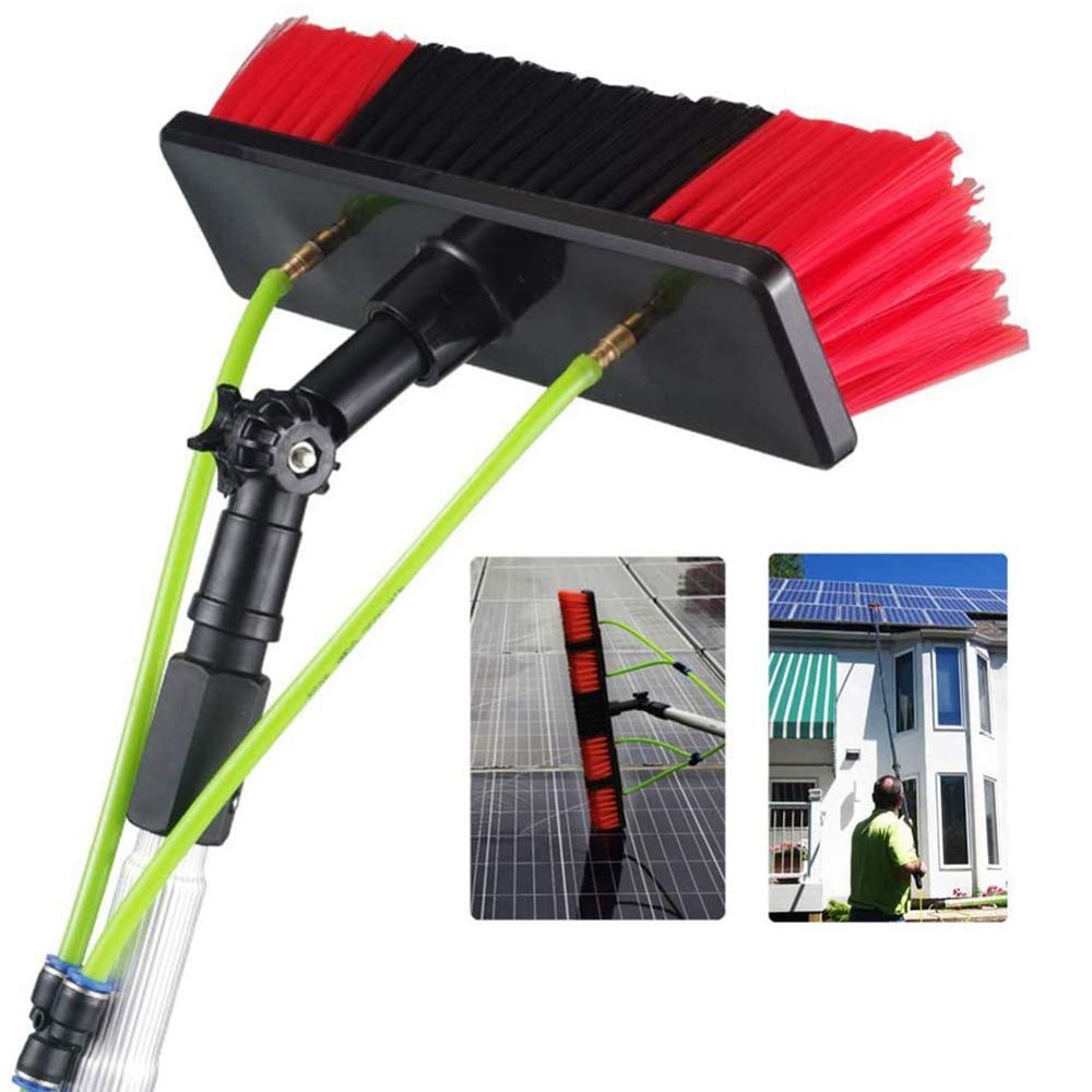 3-12M Window Cleaning Pole, Window Cleaner Kit, Water/Hose Fed Pole, Window Cleaning Brush Equipment, Cleaning Photovoltaic and Solar Panels/12M Rod/30Cm Brush Head