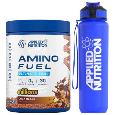 Applied Nutrition Bundle Amino Fuel 390g + Lifestyle Water Bottle 1000ml - Amino Acids Supplement, EAA Essential Amino Acids Powder, Muscle Fuel & Recovery (Cola Blast)