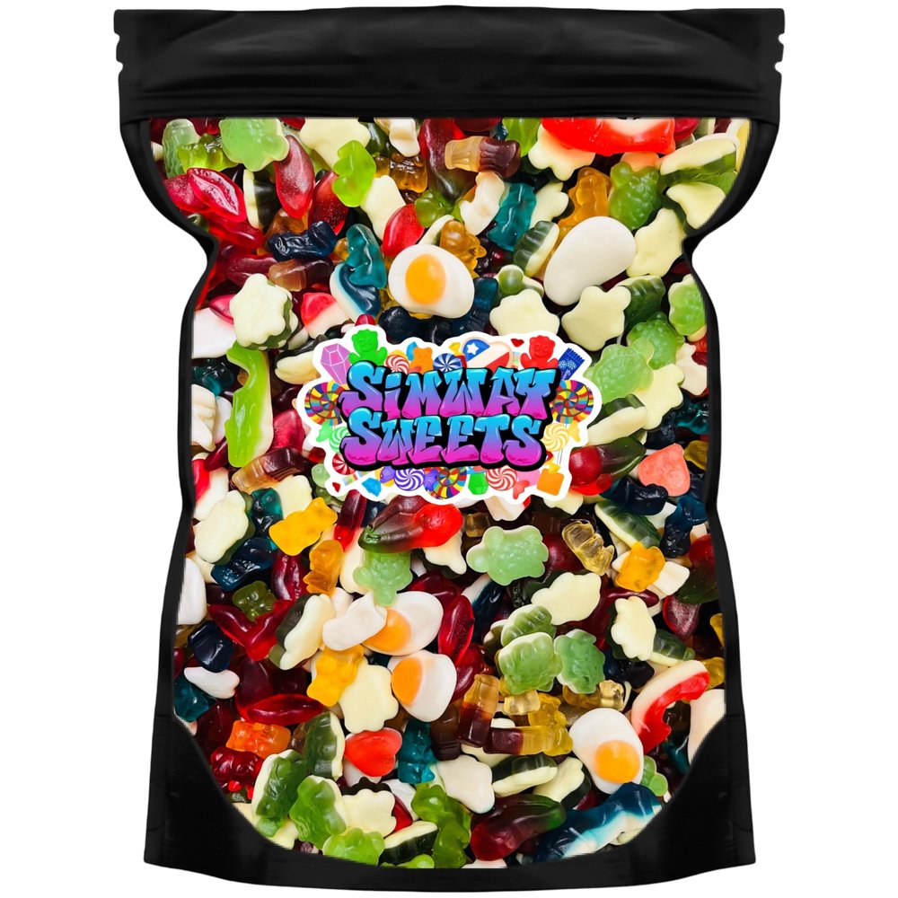 Pick & Mix Sweets Non-Fizzy Assorted Fruit Flavour Jelly Sweets - Bulk Pouch 500g/800g/1kg Party Treats, Gift Bag & Sharing Gummy Mix By Simway Sweets (800g)