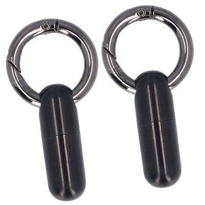BAFOVY 2PCS Stainless Steel Keychain Capsule Container Airtight Capsule Case Portable Holder with Leakproof Sealing for Travel Hiking Camping (Black)
