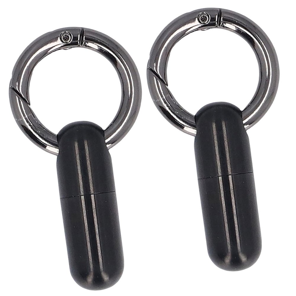 BAFOVY 2PCS Stainless Steel Keychain Capsule Container Airtight Capsule Case Portable Holder with Leakproof Sealing for Travel Hiking Camping (Black)