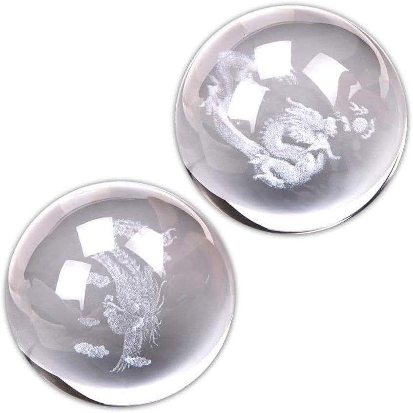 2 Pcs Baoding Balls for Hand Therapy Chinese Health Balls,Exercise Stress Balls Dragon Crystals Balls for Hand Massage,Stress Relief and Exercise Massage Tools and Equipment (1.58inch Dragon Balls)