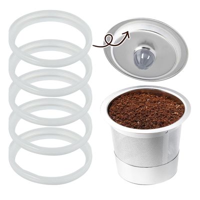 5 Pack Silicone Gaskets Compatible with Keurig Stainless Steel Lid, Reusable Gasket Ring Replacement Silicone Seals for Keurig Coffee Filter (5)