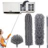 Feather Duster Extendable, Dusters for Cleaning Kit with Telescoping Extension Pole 100 Inch, Long Handled Duster for Cleaning Cobwebs Ceilings Fans, Reusable Bendable (Grey) view 1