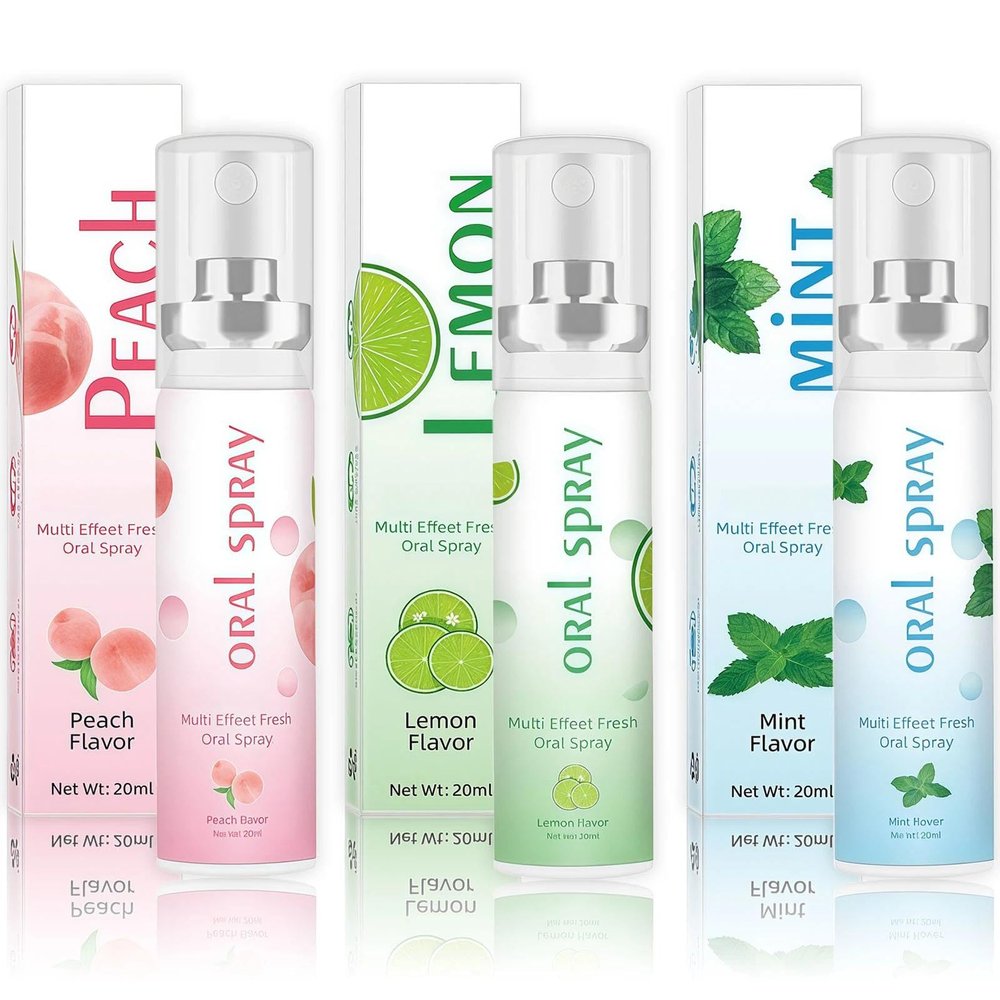 Fruit Breath Liquid, 3PCS Dry Mouth Liquid & Breath Freshener, Refreshing Mint, Peach & Lemon Flavors, Moisturizing Oral Care Solution for Dry Mouth, 20ML