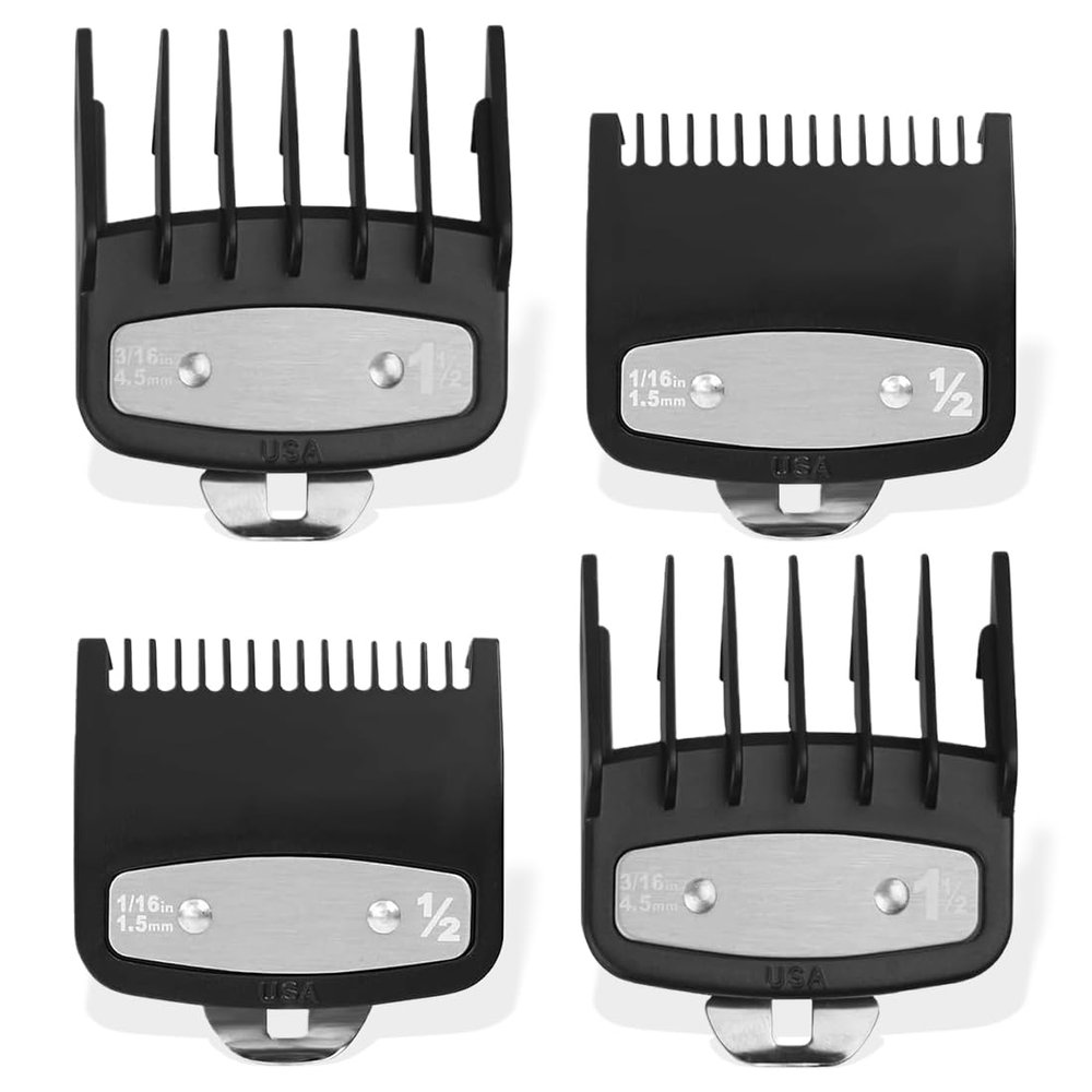 4 Pieces Hair Clipper Limit Combs, Cassette Base Combs for Wal Hair Clipper Electric Shaver, Comb Guides for Hair Clipper Clipper Coded Cutting Guides