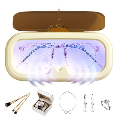 Ultrasonic Glasses Cleaner - 3-Button Upgraded Model Jewelry Cleaner | Ultrasonic Cleaners for Rings | Rechargeable Jewelry Cleaning Tools for Rings Silver Necklaces Dentures Strap Daily Adult