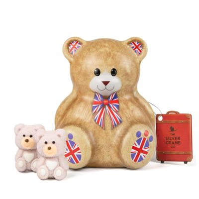 British Bear British Gifts Collectible Bear Tin with Marshmallow Sweets, Playful Souvenirs Idea - Treats Gift Box, Festive Novelty Gift, Unique Gifts for Fathers Day, for Men & Women