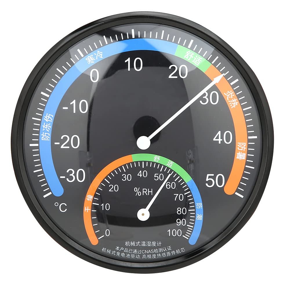 Aramox Round Thermometer Circular Dial Thermometer Transparent Curved Glass for Home Office Garden Greenhouse Nursery (TH101 Black)