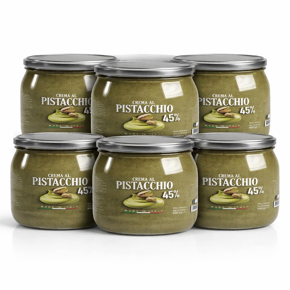 Harrissen Select Premium Pistachio Cream Spread 600g Rich Sicilian Nut Paste for Desserts, Ice Cream & Pastries Gluten-Free & Creamy | Pack of 6 | Total 3.6 kg