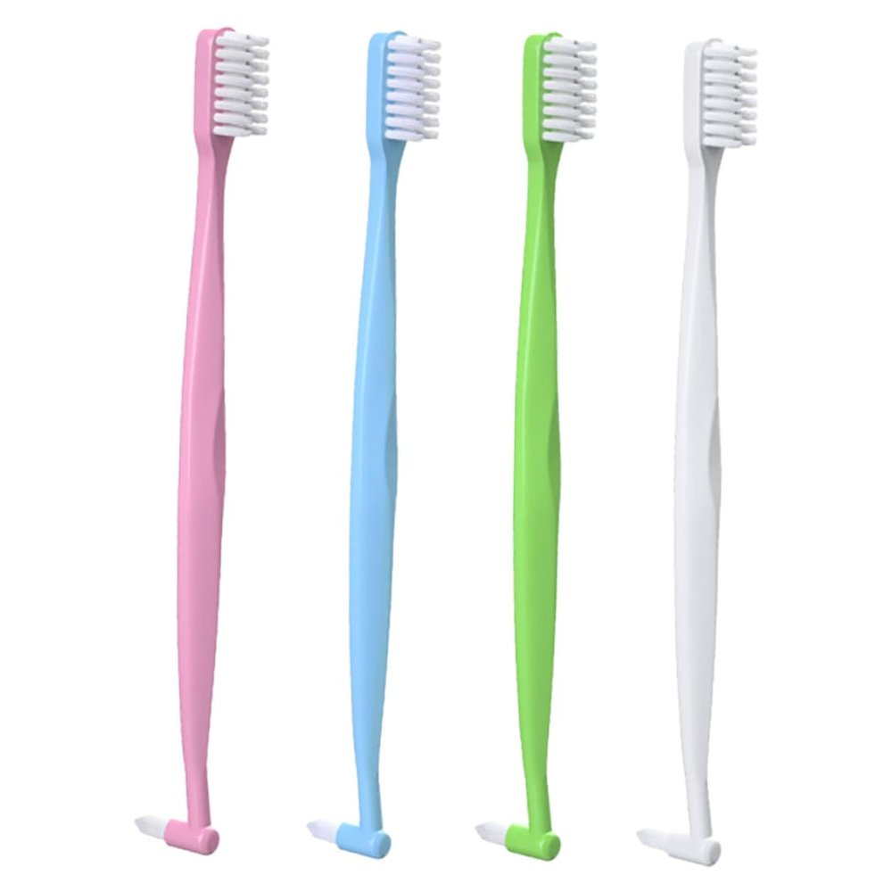 Beavorty 4pcs Double-Headed Interspace Toothbrushes with Tapered Heads for Home and Travel Use, Ergonomic Design with Firm Grip and Sturdy Pp Material