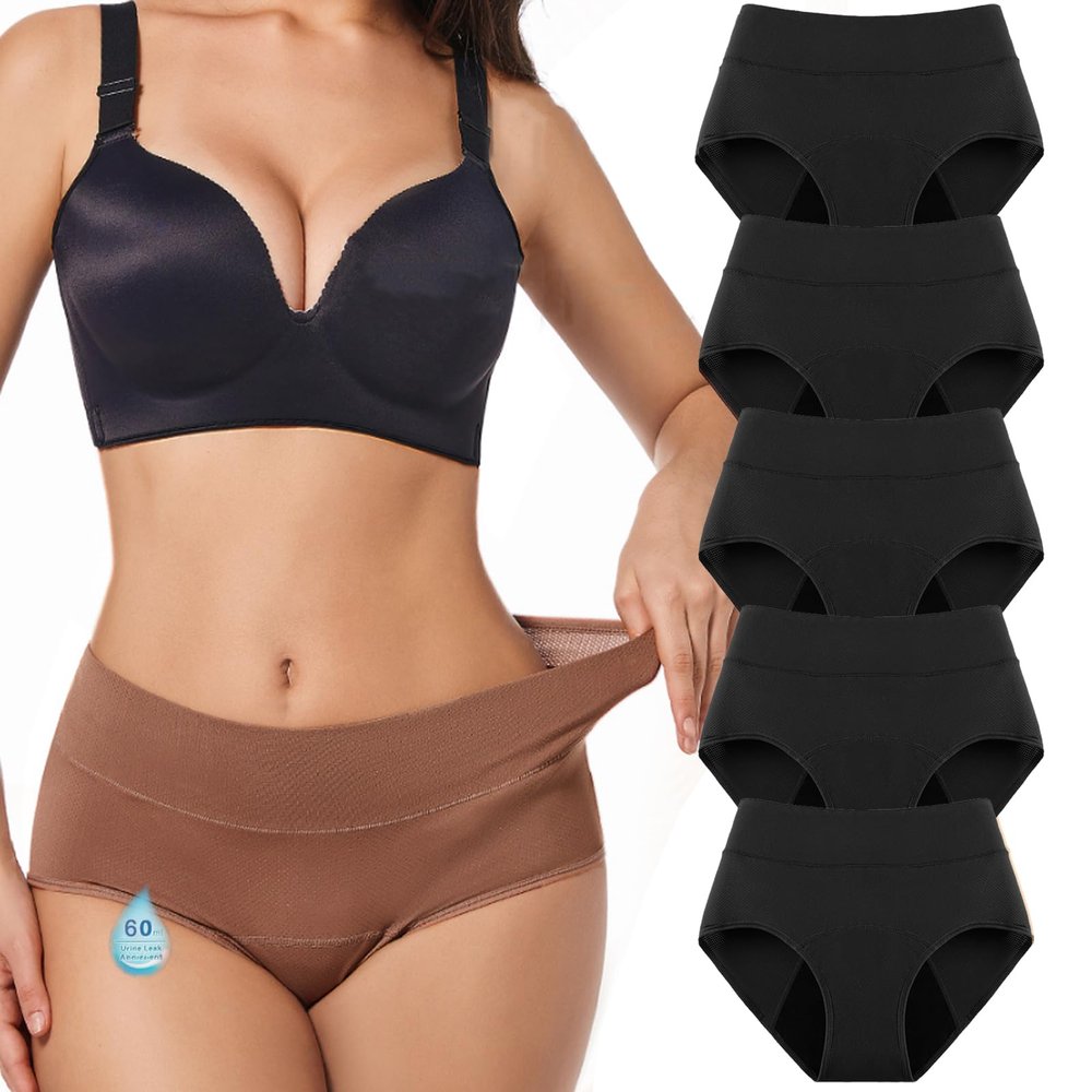 Veras Underwear Leak Proof Panties 5PCS, Veras Undies Incontinence Panties, Washable & Reusable Three Layer Leakproof Underwearfor Women Over 60 (S,5 PCS-C)