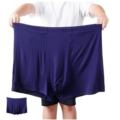 2XL-13XL Plus Size Comfort Men's Boxer Briefs Underwear 2-Pack Boys Middle-aged Elderly Seniors Loose Underpants Panties(Dark Blue,7XL)