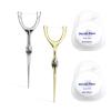 DKJEkdje 2 Set Stainless Steel Dental Floss Set with Replaceable Picks, Toothpick Holder & 1969inch Roll - Portable Oral Care Kit in PVC Case