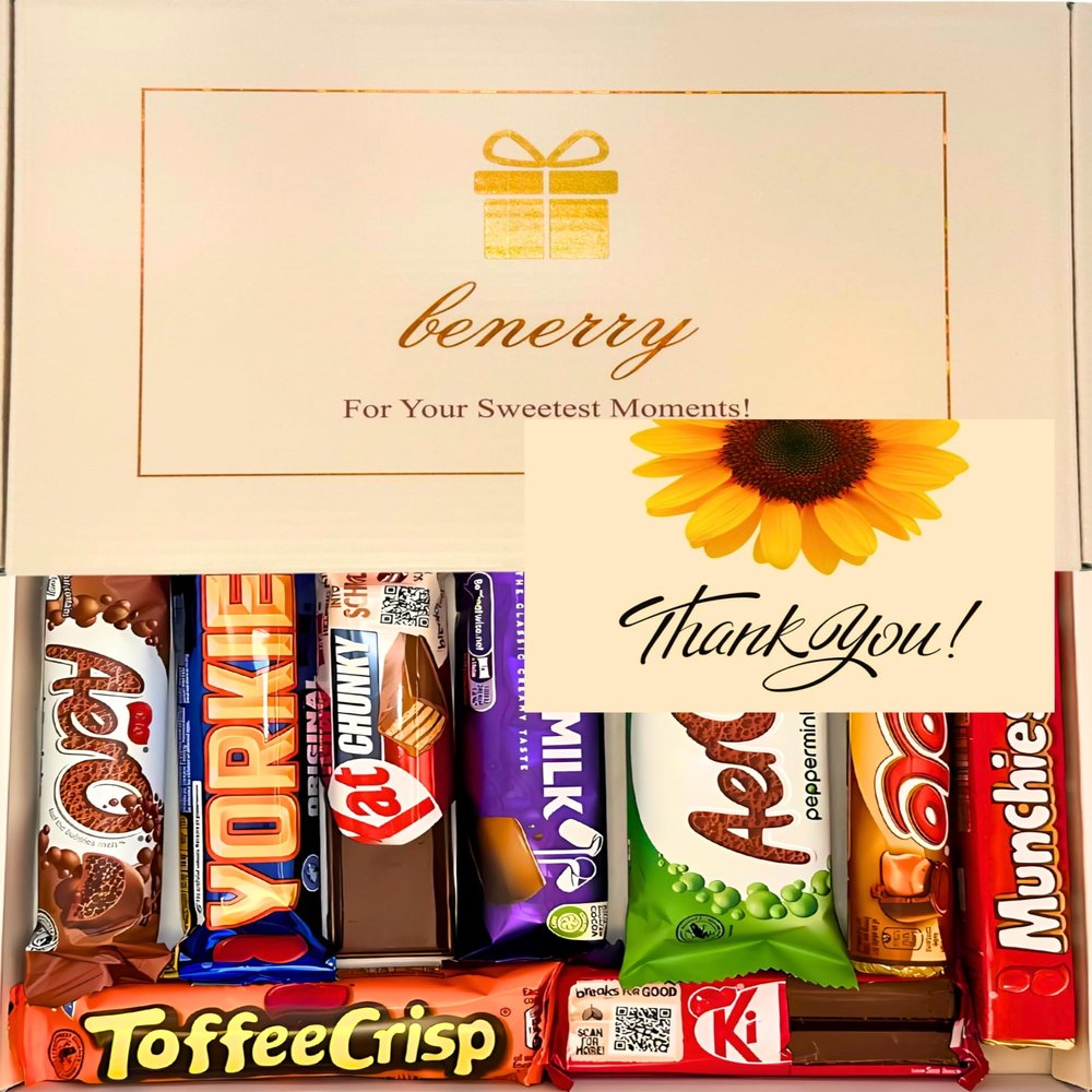 Benerry Chocolate Gift Box Hamper - 9 Treats Thank You Gift - Assorted Sweet Box of Chocolates