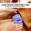 Denture Soaking Container Retainer Cleaner Box, Denture Pot Storage Holder Cup Retainer Cleaning Tub for False Teeth, Clear Aligner, Mouth Guard - Blue view 4