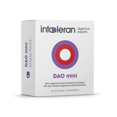 Intoleran DAO Mini Digestive Enzymes - 60 Tablets | Supplement for Histamine Intolerance & DAO Deficiency | Healthy Histamine Levels | 30,000 HDU Pure Diamine Oxidase (DAO) Enzyme | Coated