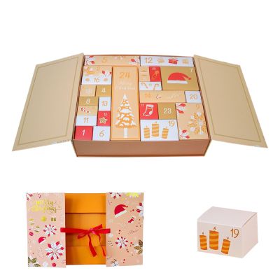 Reusable 24-Day 2025 Empty Advent Box to Fill | Christmas Countdown Box for Party Favors, Windowsill, Desktop, Shelf, Table, Stationery, Jewelry, Candy, Chocolate Treats