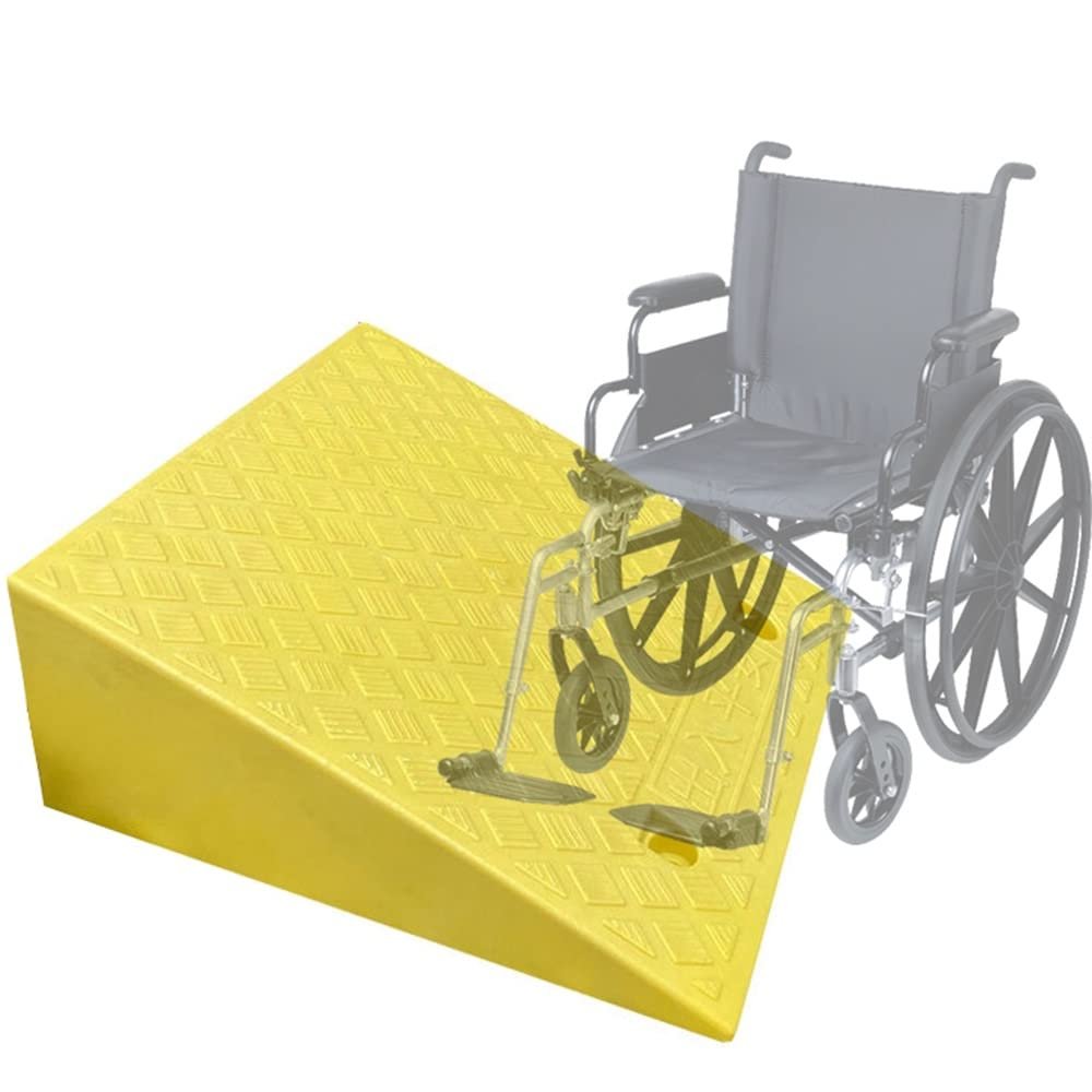 Heavy Duty Portable Wheelchair Ramp Non Slip Rubber Curb Ramp 7"/7.5" Rise for Easy Access Ideal for Homes & Vehicles Yellow 7.5in/19cm Size
