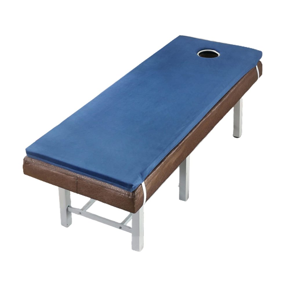 Folding Table Mattress, Memory Foam Comfort Topper with Breath Hole, Square Head Futon for Salons/Spas/Therapists, Navy Blue, 70x190cm