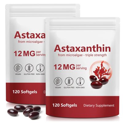 Astaxanthin Supplements 12mg - 120 Softgels | Premium Natural Antioxidant from Microalgae | Eye, Skin, Brain, Joint, Heart & Immune Health Support | Non-GMO, Gluten-Free