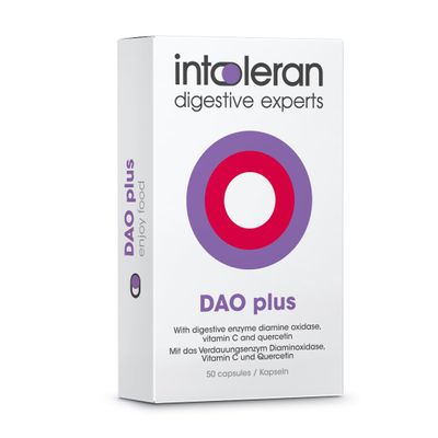Intoleran DAO Plus Digestive Enzymes - 50 Capsules | Supplement for Histamine Intolerance & DAO Deficiency | Healthy Histamine Levels | 30,000 HDU Diamine Oxidase (DAO) Enzyme | Vitamin C & Quercetin