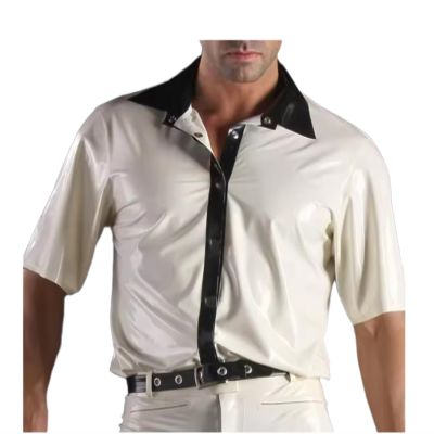 100% Natural Latex Gummi Man Shirt Top Leisure Style Clothing Customizable Size and Color,White,M
