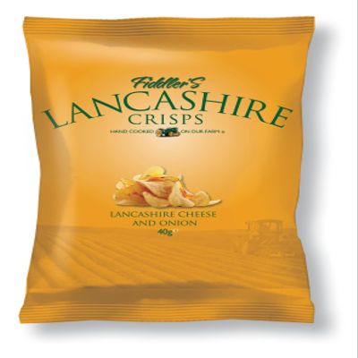 Fiddler's Lancashire Crisps, Cheese & onion 40g, Box of 24