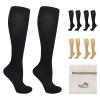 4 Pairs Compression Socks for Men and Women Graduated Stockings 15-20 mmHg Knee High Support Stockings for Circulation Sports Travel Flight Work (2black+2beige, L/XL) view 1