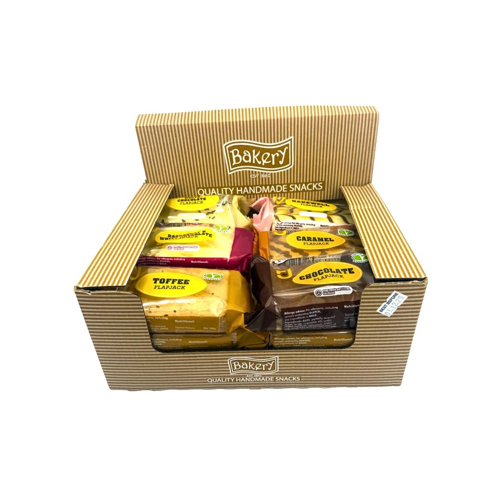 RJ CEREAL BARS VARIETY PACK 125G (Pack of 24) - White Chocolate, Raspberry-white chocolate, Caramel, Toffee, Chocolate, Bakewell | Bulk Flapjack Bars Cereal Snack Bars Multipack | Individually Wrapped