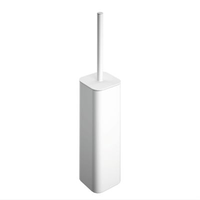 COSMIC NEA Bathroom Brush with Modern and Contemporary Design Made of Stainless Steel and Plastic. Floor Toilet Brush Holder in Matte White Color