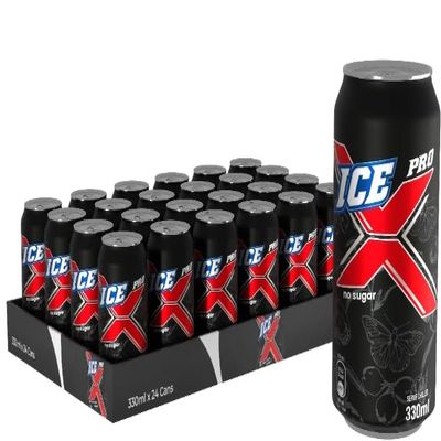 ICE Pro-X 330ml x 24 Zero Sugar Fizzy Soft Drink Bold Cola-Inspired Flavour with Crisp, Energizing Fizz Ultimate Refreshing Soda Experience Guilt-Free Taste & Hydration