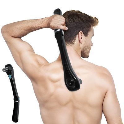 14.7inch Electric Back Hair Shaver Cordless Body Shaver 180 Degrees Foldable Back Pain-Free Backing Hairs Removal Shave Wet or Dry Detachable Body Hair Trimmer for Men Travel