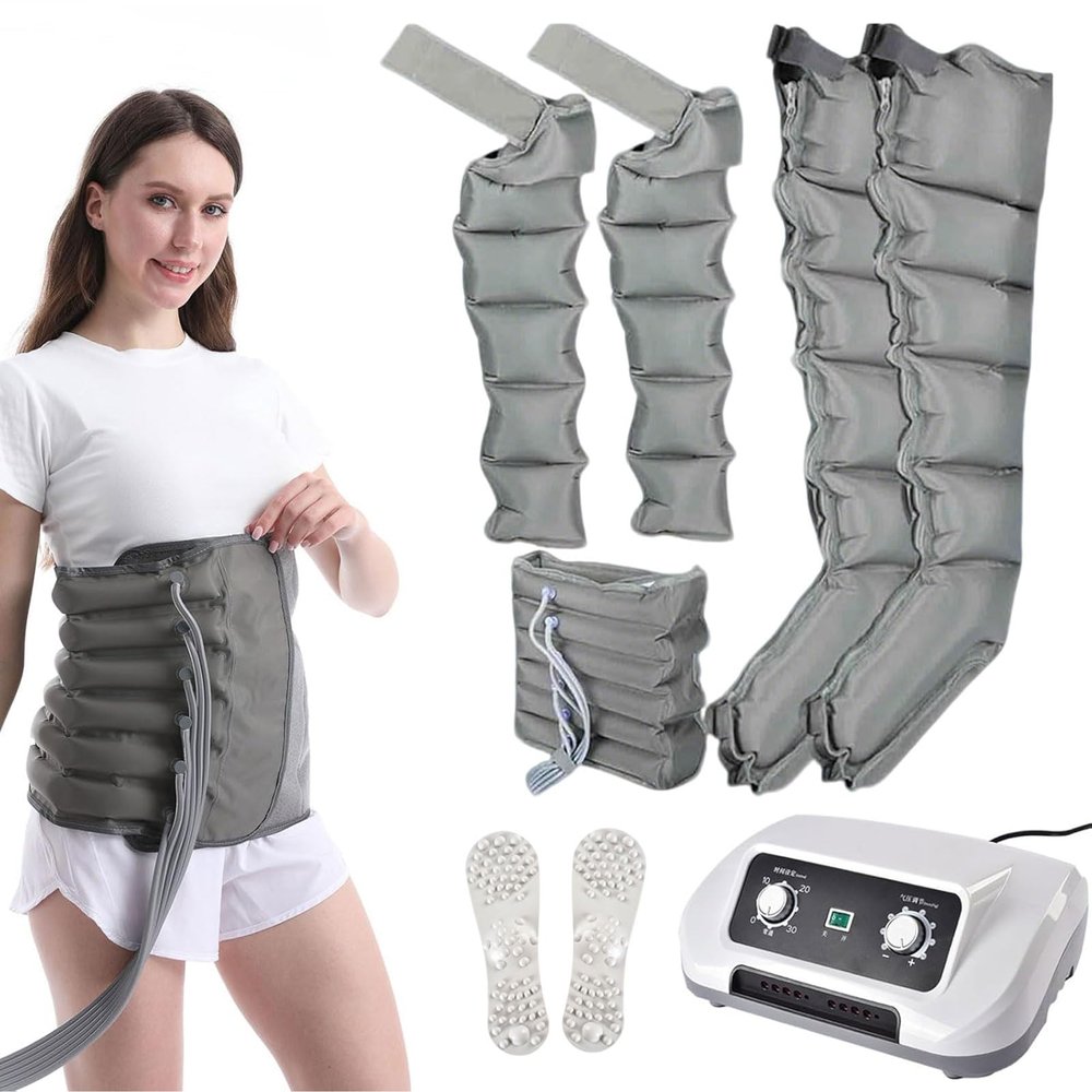 ZHNANDAMAI Lipedema Legs Treatment Massager with 6 Air Chambers, Full Body Waist Arm Leg Relax Instrument, Air Compression Boots, Pressotherapy and Lymphatic Drainage, Timing Function