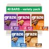 Graze Snacks-Selection - 10 Boxes, Vegan Lunchbox snacks - Packaging may vary - 40x30g of at least 45% less sugar than average Cereal bars view 1