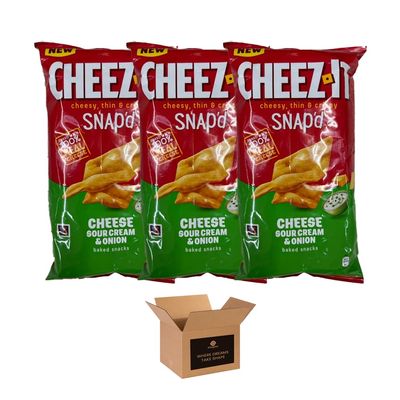 Cheez-It Snapd Thin & Crispy Baked Cheese Snacks Made with Real Cheese Flavored Cheesy Crisps in Variety of Flavors | Kids and Adults Lunch box Snacks (Cheese Sour Cream & Onion - 150g x 3Pack)