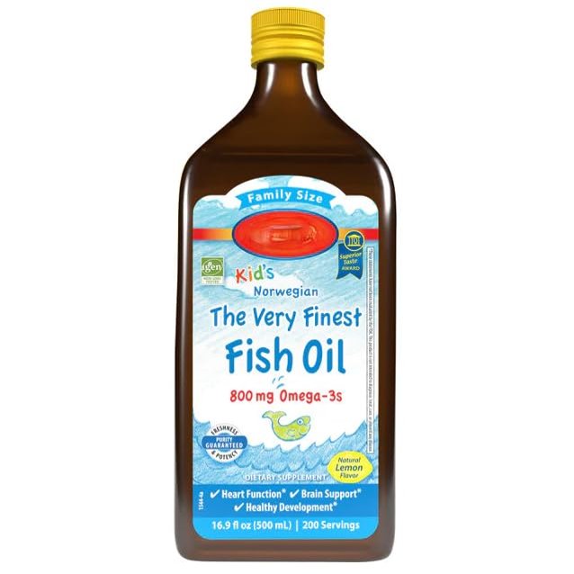 Norwegian Kids, Fish Oil 800mg, Omega 3, Non-GMO, Gluiten-Free, Natural Orange Flavor, 500ml