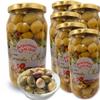 ANJOMAN 6 x Marinated Olive THESS Chilli & Garlic Green Kalamata Pitted 1L Jars | Catering & Event Pack | Spicy Olives with Garlic & Red Bella Olives view 1