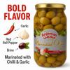 ANJOMAN 6 x Marinated Olive THESS Chilli & Garlic Green Kalamata Pitted 1L Jars | Catering & Event Pack | Spicy Olives with Garlic & Red Bella Olives view 3